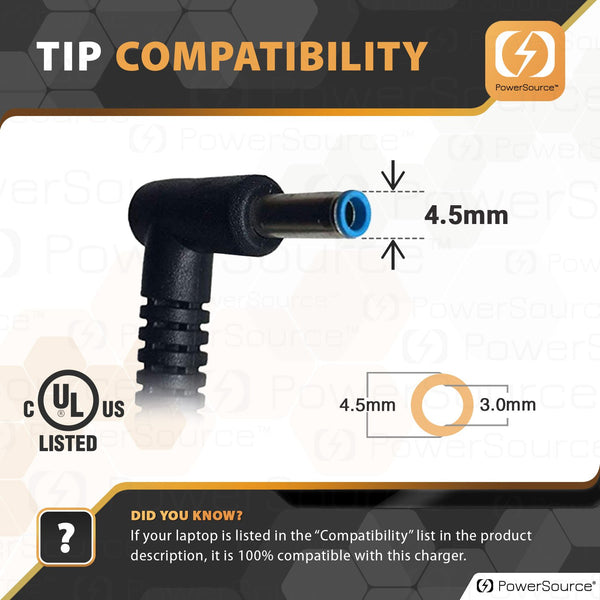 HP 45W Blue Tip Laptop Charger Power Supply Cord